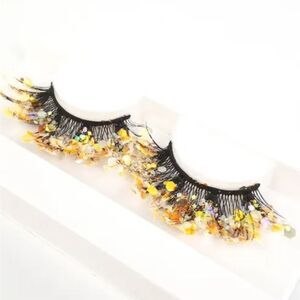 NWOT Fancy Glitter Lashes with Rhinestones - Yellow